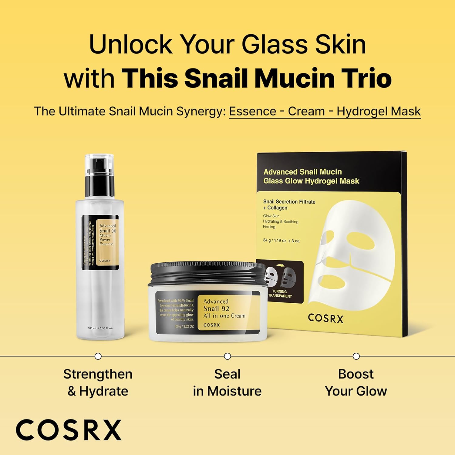 COSRX Snail Mucin 92% Face Moisturizer for Soft & Glowy Skin 3.52 oz | Korean Skin Care Cream