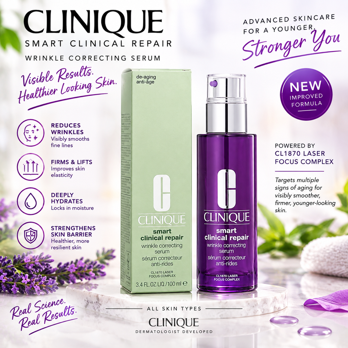Clinique Smart Clinical Repair Wrinkle Correcting Serum 3.4oz / 100ml Jumbo NIB
