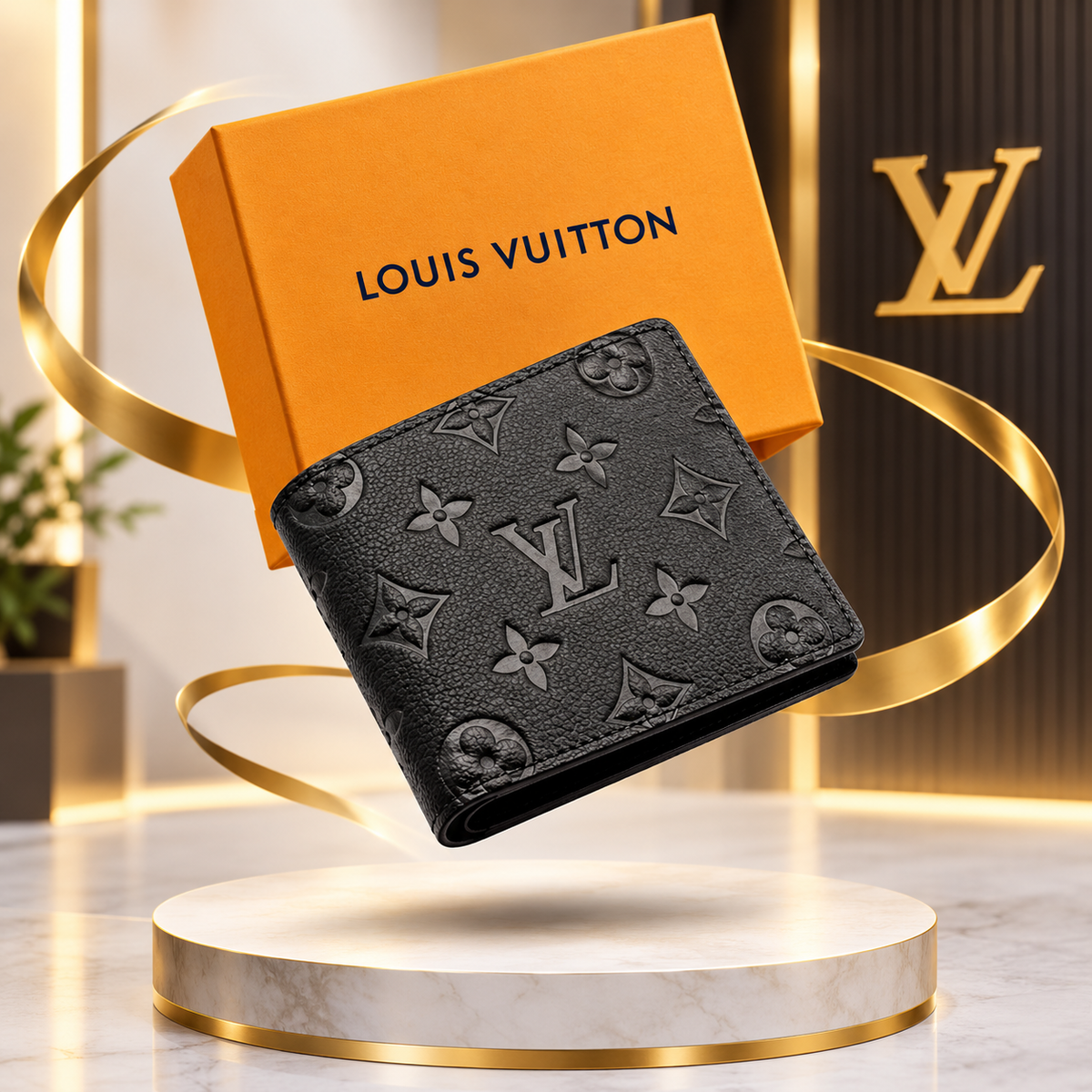 Louis Vuitton Men’s Wallet Monogram Macassar Canvas Black Authentic