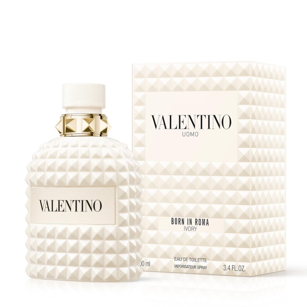 NEW Valentino Uomo Born In Roma Ivory Eau de Toilette Spray for Men – 3.4 oz / 100 ml | Fresh Woody Aromatic Cologne | Sealed