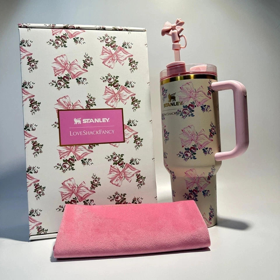 Stanley X Love Shack Fancy 40oz Tumbler – Holiday Rosa Beaux Blue Gift Box