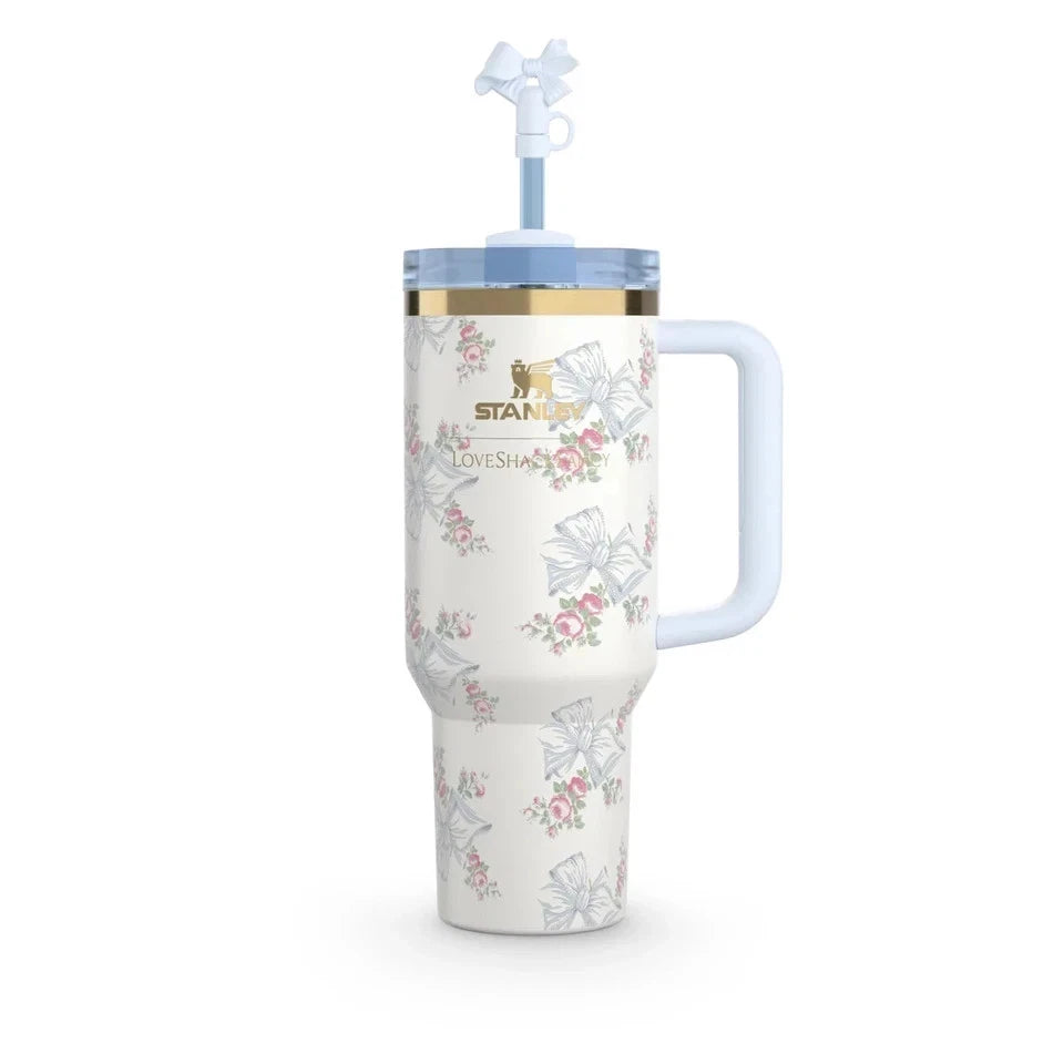 Stanley X Love Shack Fancy 40oz Tumbler – Holiday Rosa Beaux Blue Gift Box